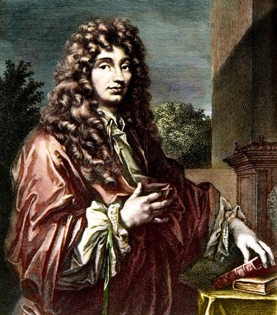 Porträtt av CHRISTIAN HUYGENS (1629-1695) - holländsk matematiker, fysiker och astronom - Kolorerad gravyr - Porträtt av Christiaan Huygens - holländsk fysiker och matematiker (1629-1695). av Artist Unknown