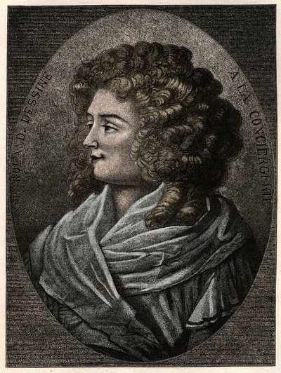 Porträtt av Manon (Jeanne Marie) Roland Philipon dite Madame Roland (1754-1793) a la Concierge, medlem av Girondistfalangen under franska revolutionen - av Artist Unknown