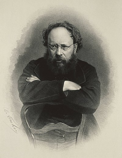 Proudhon, Pierre-Joseph (1809-1865). Fransk socialistisk teoretiker och ekonom. Litografi av Artist Unknown