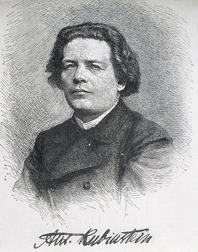 RUBINSTEIN, Anton Grigoryevich (1829-1894). Rysk kompositör och pianist. Signerat porträtt av Anton Rubinstein. Gravyr. av Artist Unknown