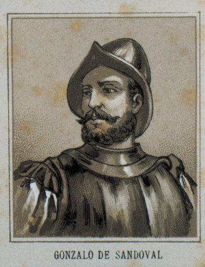 SANDOVAL, Gonzalo de (1497-1527). Spansk conquistador i Nya Spanien (Mexiko). Gravyr. av Artist Unknown