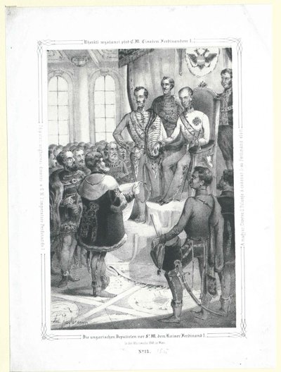 Den ungerska deputerade framför Sir M. kejsaren Ferdinand I under veckan i mars 1848 av Artist Unknown