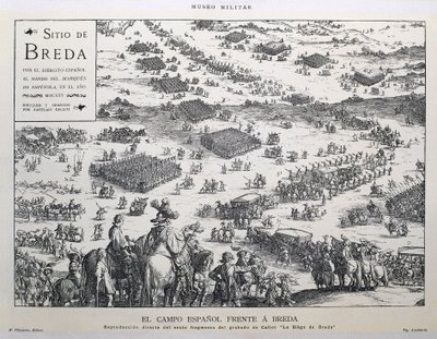 The campo espanol frente a Breda: direct reproduction of the sexto fragmento del grabado de Callot "Le Siege de Breda" (Den spanska landsbygden och Breda: direkt reproduktion av den sjätte delen av Callots gravyr "Le Siege de Breda") av Artist Unknown