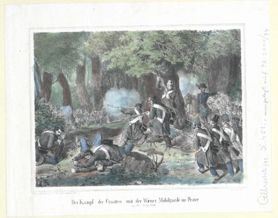 Kroaternas strid med Wiens mobila garde i Prater den 28 oktober 1848 av Artist Unknown