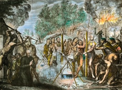 Prästernas martyr bland Amerikas indianer i februari 1646 av Artist Unknown