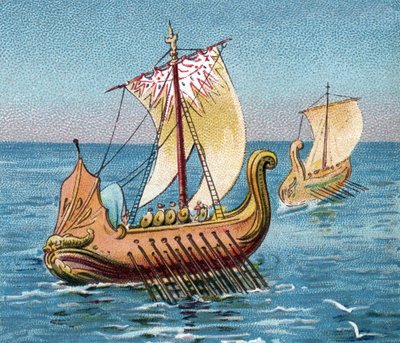 Trireme Antika grekiska fartyg - Antika Grekland: Grekisk trireme, antik stridsgalär. av Artist Unknown