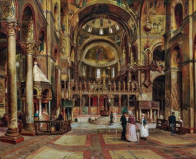 Inne i Basilica di San Marco, Venedig. 1886 av Arturo Ferrari