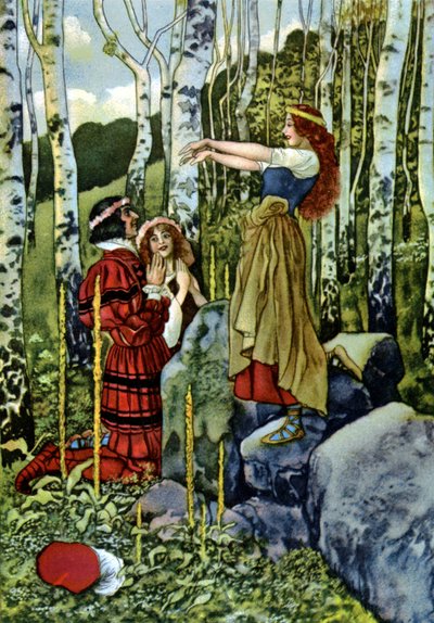 Som du vill, The Mock Marriage of Orlando and Rosalind, c.1880 (gravyr) av Artus Scheiner