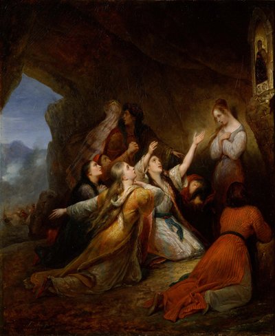 Grekiska kvinnor bönfaller hos jungfrun av assistans, 1826 av Ary Scheffer