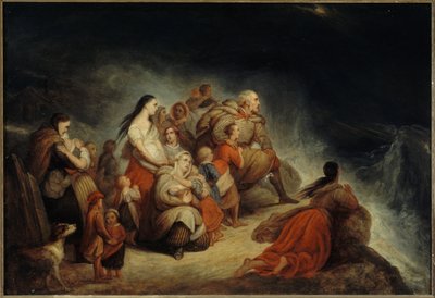 The Storm, ca 1820 (olja på trä, förgyllning på duk) av Ary Scheffer