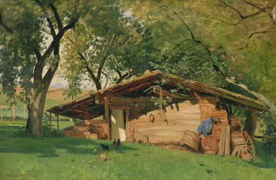 A Hut at Chiemsee, 1872 (olja på kort) av Ascan Lutteroth