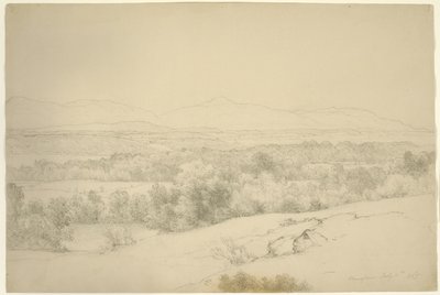 Landskap, Barrytown, New York, 1865 (grafit med stumpning på brunt papper) av Asher Brown Durand