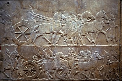 Ashurbanipal vid slaget vid Til-Tuba, 650-620 f.Kr av Assyrian