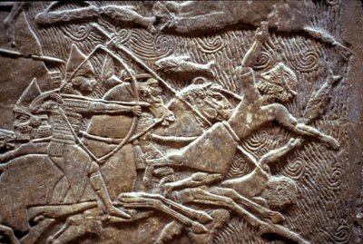 Ashurbanipal vid slaget vid Til-Tuba, 650-620 f.Kr av Assyrian