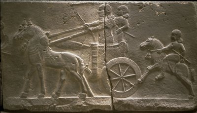 Vagn och kavallerist, 800-talet. före Kristus av Assyrian