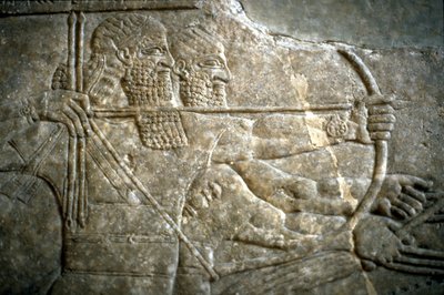 Kung Ashurnasirpal II under en kunglig lejonjakt, 650-620 f.Kr av Assyrian