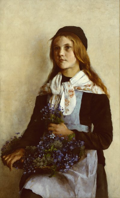Flickan med den blå anemonen (målning) av Asta Nørregaard