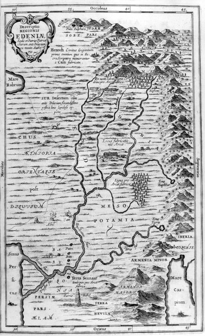 Karta över Edens trädgård, 1675 av Athanasius Kircher