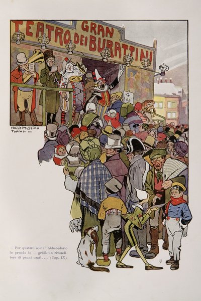 Illustration från Pinocchio av Attilio Mussino
