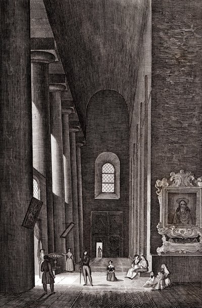 Sidogång till katedralen Nativita di Maria Santissima i Syrakusa, Sicilien, Italien, kopparstick, cirka 19x29 cm av Attilio Zuccagni Orlandini