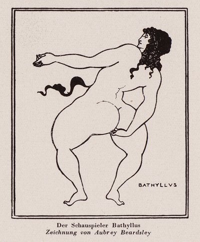 Bathyllus, romersk dansare och artist av pantomimus (penna och bläck) av Aubrey (after) Beardsley