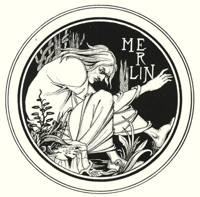 Merlin (gravyr) av Aubrey (after) Beardsley