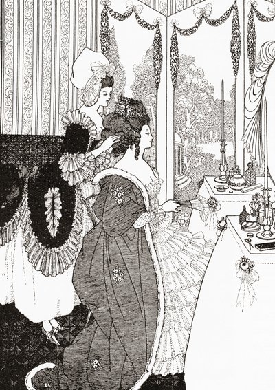 Toaletten efter Aubrey Beardsley. Från illustrerad moralhistoria från medeltiden till nutid av Eduard Fuchs, publicerad 1909. av Aubrey (after) Beardsley