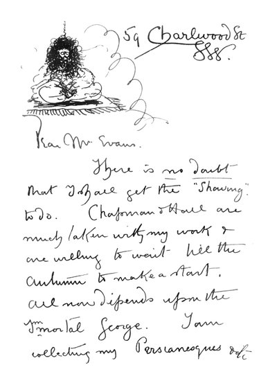 Första sidan av autografbrev till Frederick Evans, c.1893 av Aubrey Beardsley