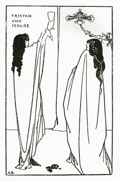 En upprepning av Tristan und Isolde, illustration från "The Savoy", 1896 av Aubrey Beardsley