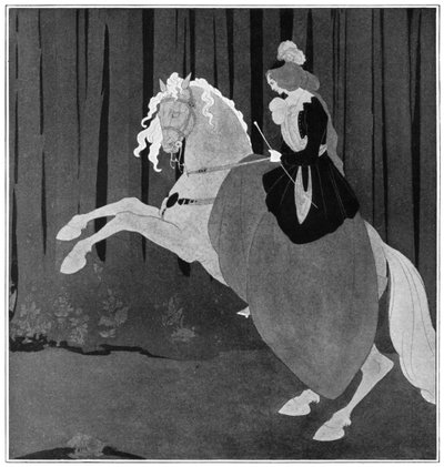 En kvinna som sitter på en uppfödande häst, 1898. av Aubrey Beardsley