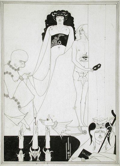 Gå in i Herodias. Illustration för Salome av Oscar Wilde av Aubrey Beardsley