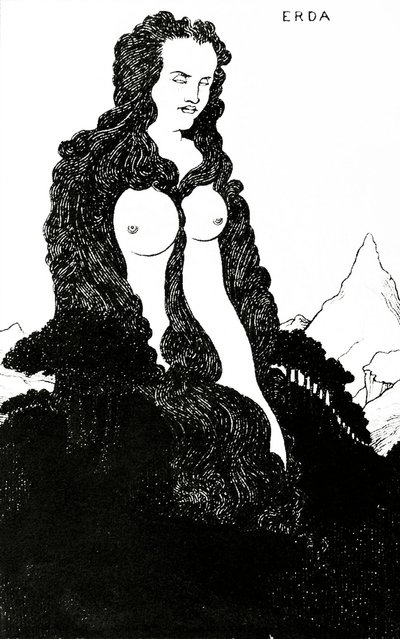 Erda, illustration till "Das Rheingold" 1896 av Aubrey Beardsley