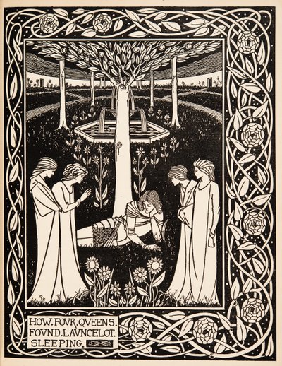 Hur fyra drottningar fann Launcelot sovande av Aubrey Beardsley