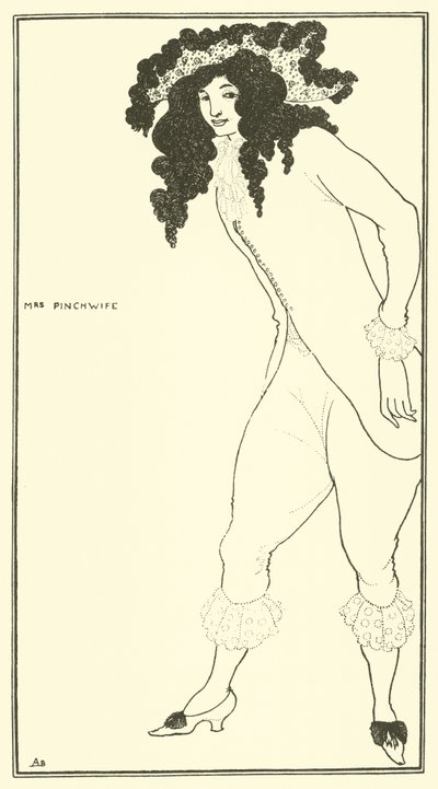 Mrs Pinchwife av Aubrey Beardsley