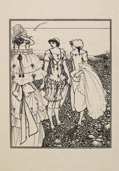 På Dieppe Beach (Badarna), från en bok med femtio teckningar av Aubrey Beardsley