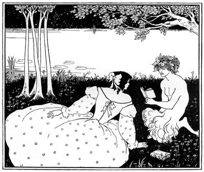 Pan läser för en kvinna vid en bäck, 1898. av Aubrey Beardsley