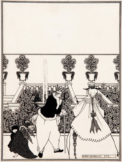 Amors fördrivning ur trädgården, förberedande teckning till omslagsdesignen för ”The Savoy”, nr 3, juli 1896 av Aubrey Beardsley