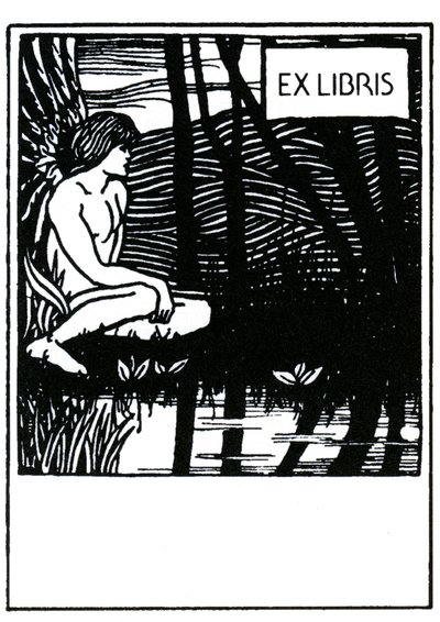 Vinjett ex libris (ex-libris) av Aubrey Beardsley (1872-1898) av Aubrey Beardsley
