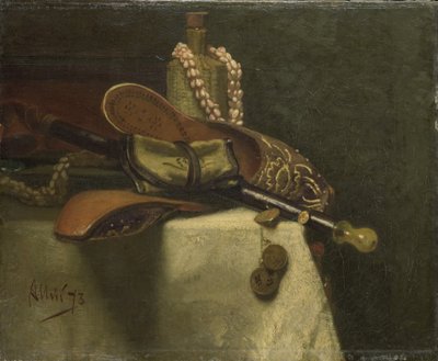 Stilleben med orientaliska tofflor av August Allebe