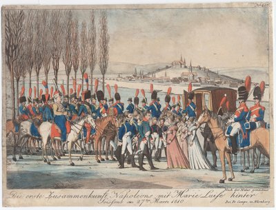 Napoleon presenterar kejsarinnan Marie-Luise för sin familj utanför paviljongen nära Soissons av August Friedrich Andreas Campe