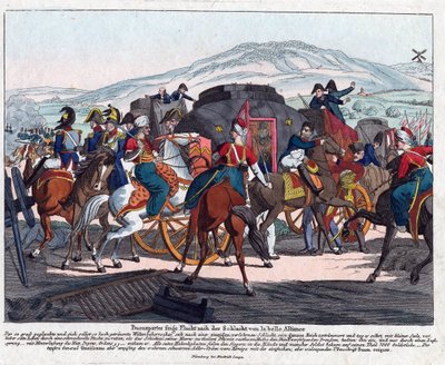 Napoleons flykt efter slaget vid Waterloo (1815) - Campe, August Friedrich Andreas (1777-1846) - Etsning, akvarell - 21,5x26,3 - Privat samling av August Friedrich Andreas Campe