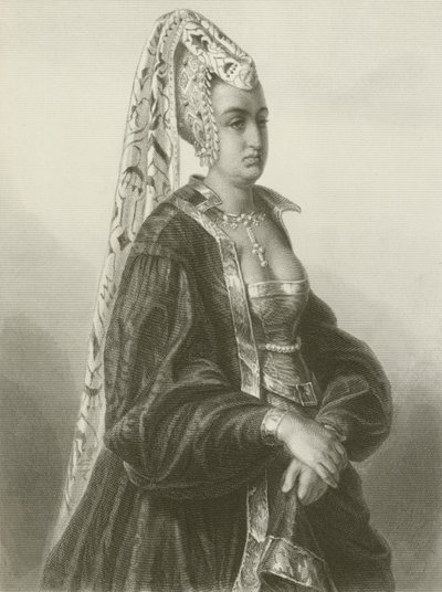 Konigin Isabeau (gravyr) av August Friedrich Pecht