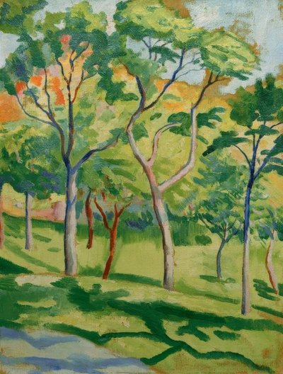 Träd på ängen av August Macke