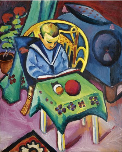 Pojke med bok och leksaker, 1912 av August Macke