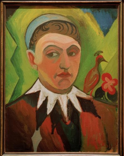 Clown, karikerat självporträtt av August Macke