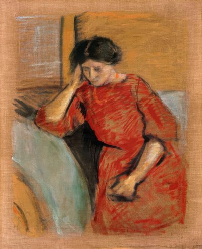 Elisabeth i röd klänning av August Macke
