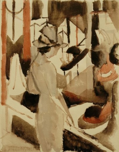 Kvinna framför hattaffär av August Macke