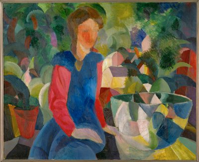 Flicka med fiskskål av August Macke