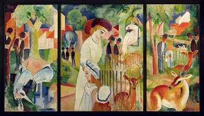 Stor zoologisk trädgård ... (olja på duk) av August Macke