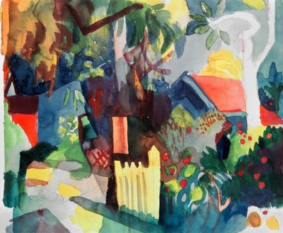 Landskap med ett ljust träd av August Macke